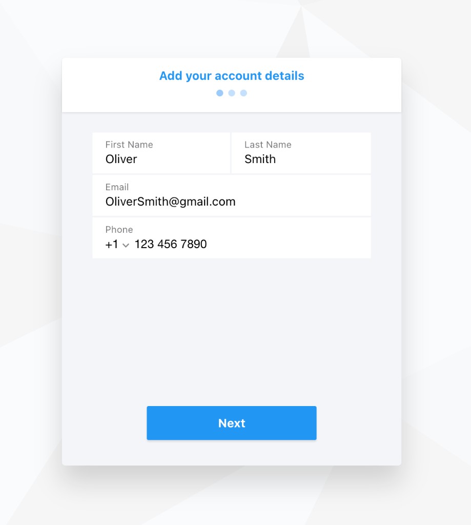 Add your account details page during checkout