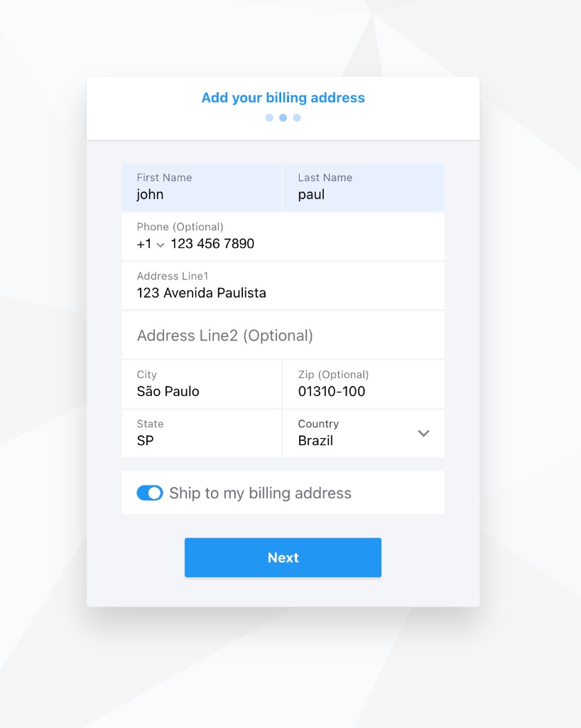 Add your billing address page during checkout