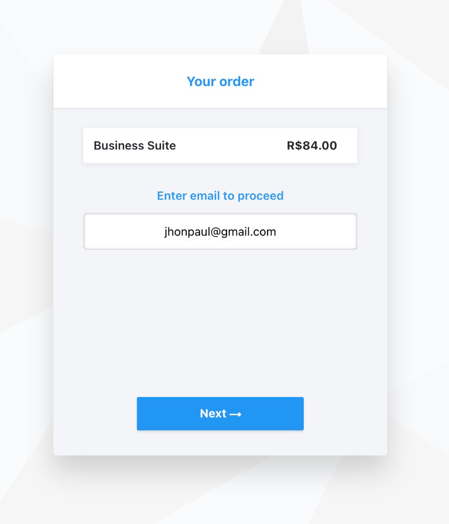 Enter email to proceed page during checkout