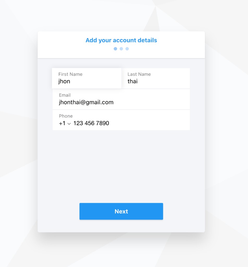 Add your account details page during checkout