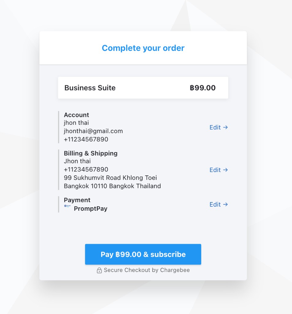 Complete your order page with the Pay button
