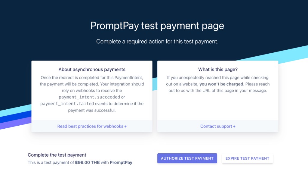 PromptPay payment page used to authorize the payment