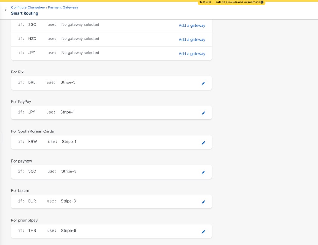 Smart Routing rule that routes PromptPay THB payments to a Stripe account