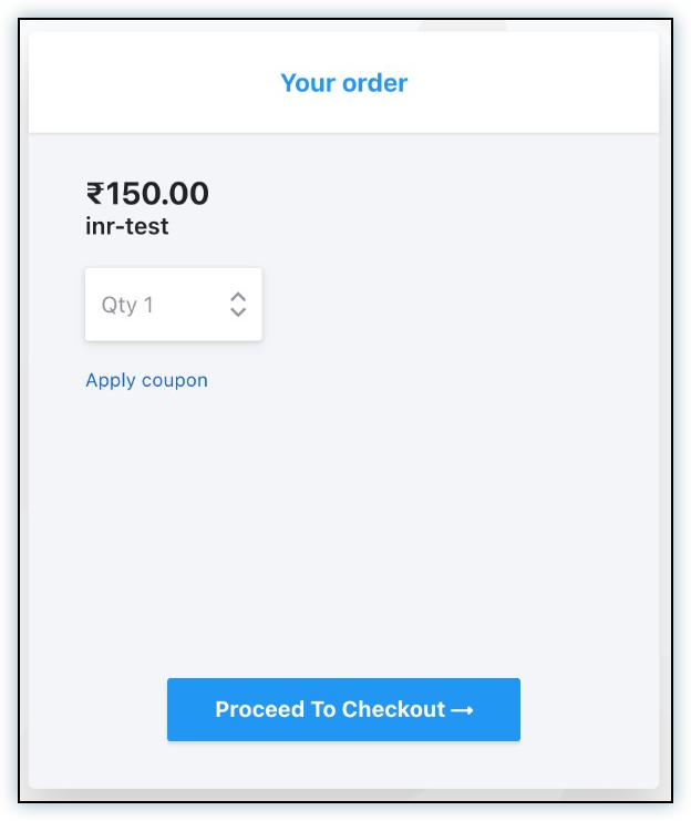 Your order page showing the plan amount and Proceed To Checkout button