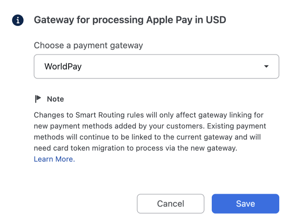 Choose a payment gateway dialog with Save