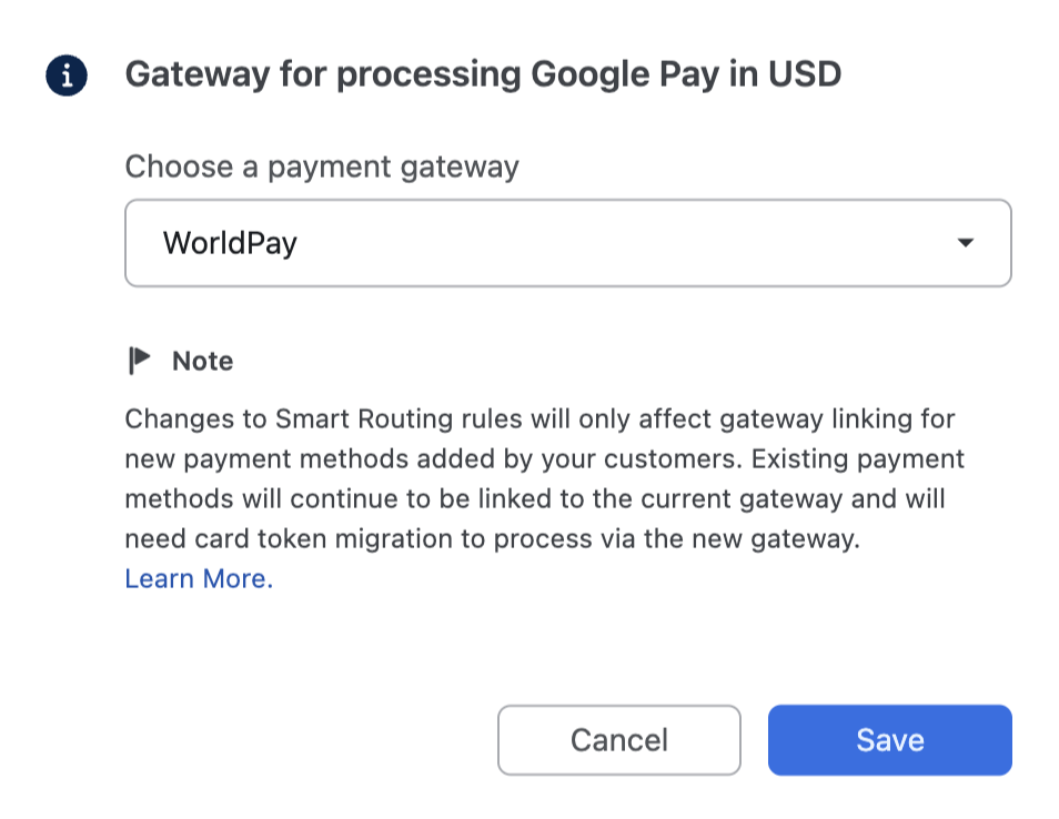 Choose a payment gateway dialog with Save