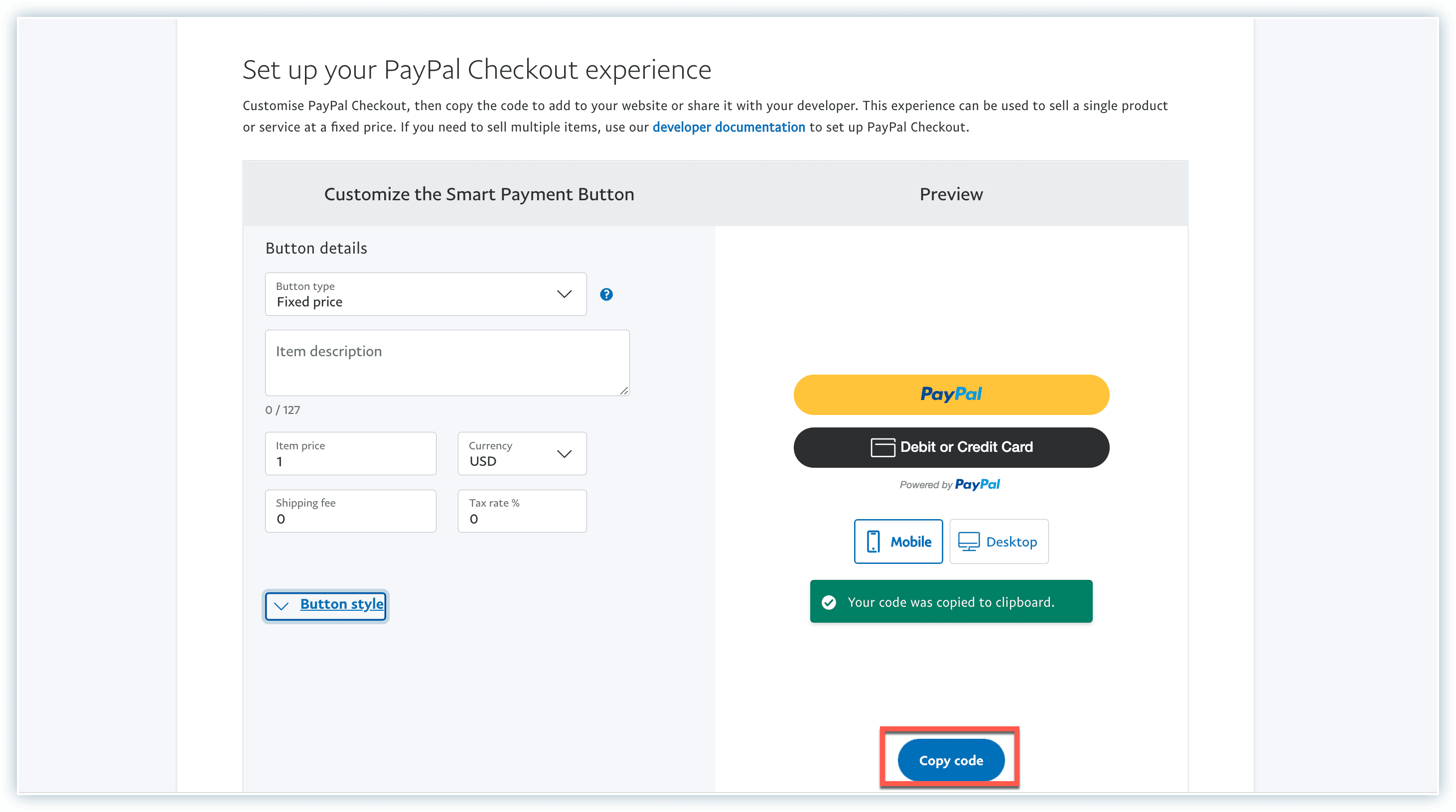 PayPal Button