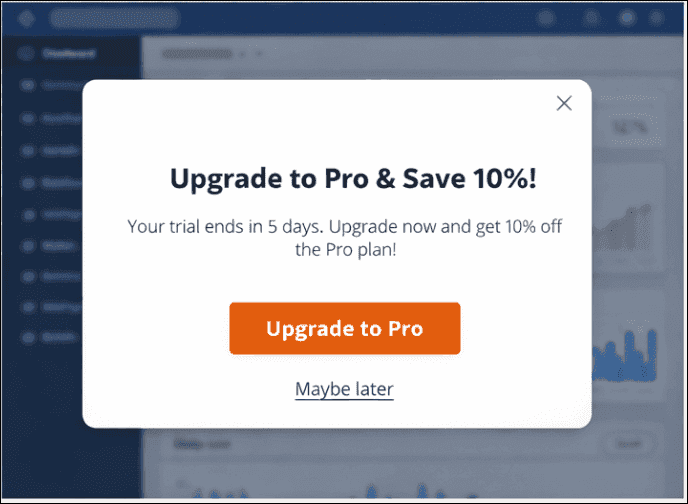 An in-app modal showing a personalized offer.