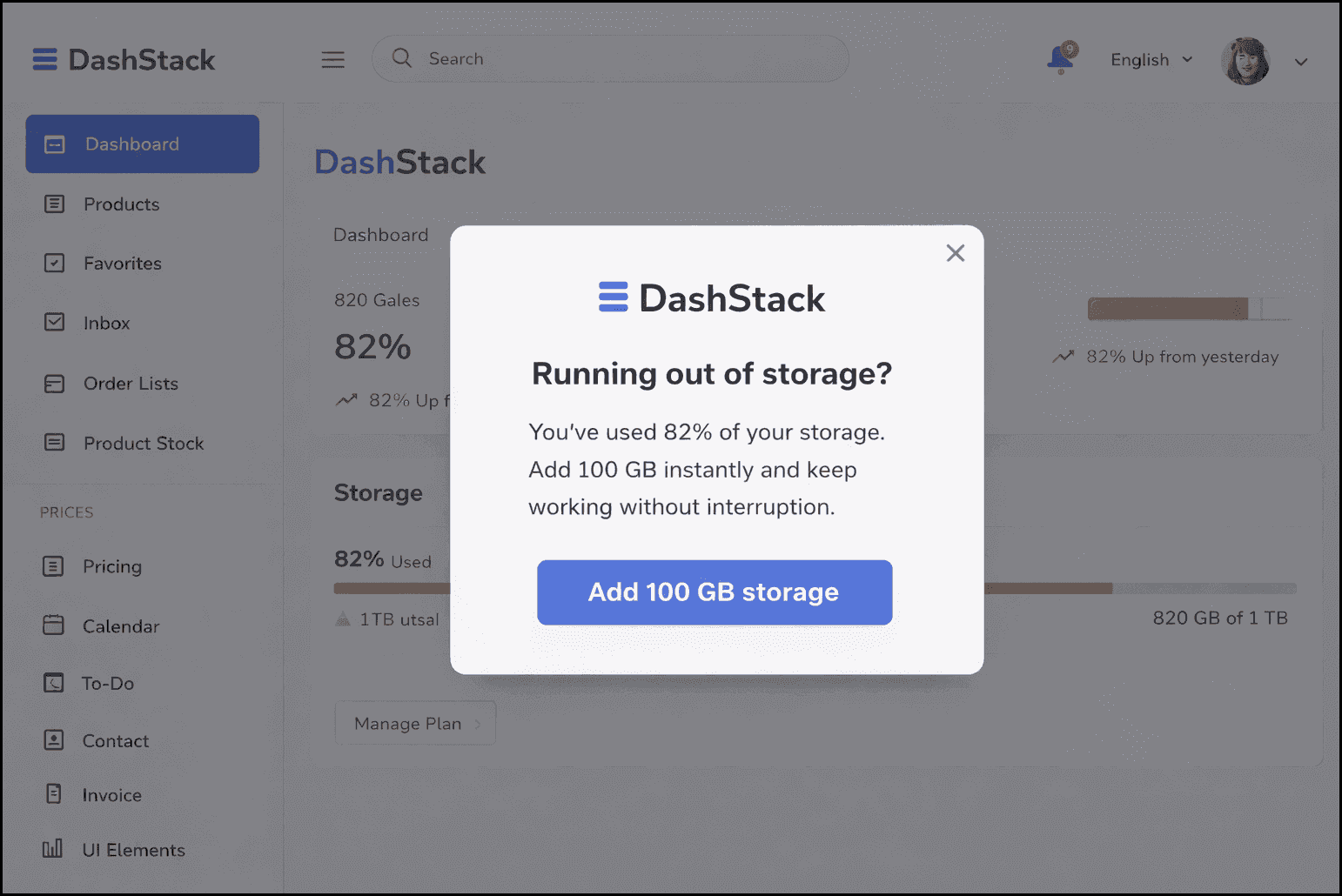 Usage-based upsell in-product prompt.