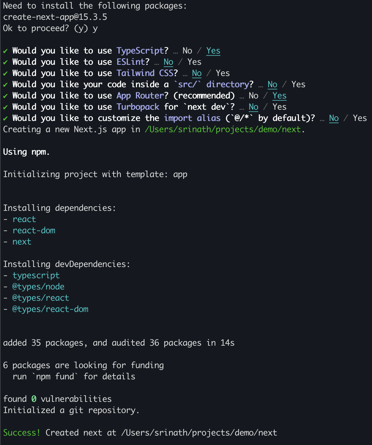 Create a Next.js app by running `npx create-next-app`