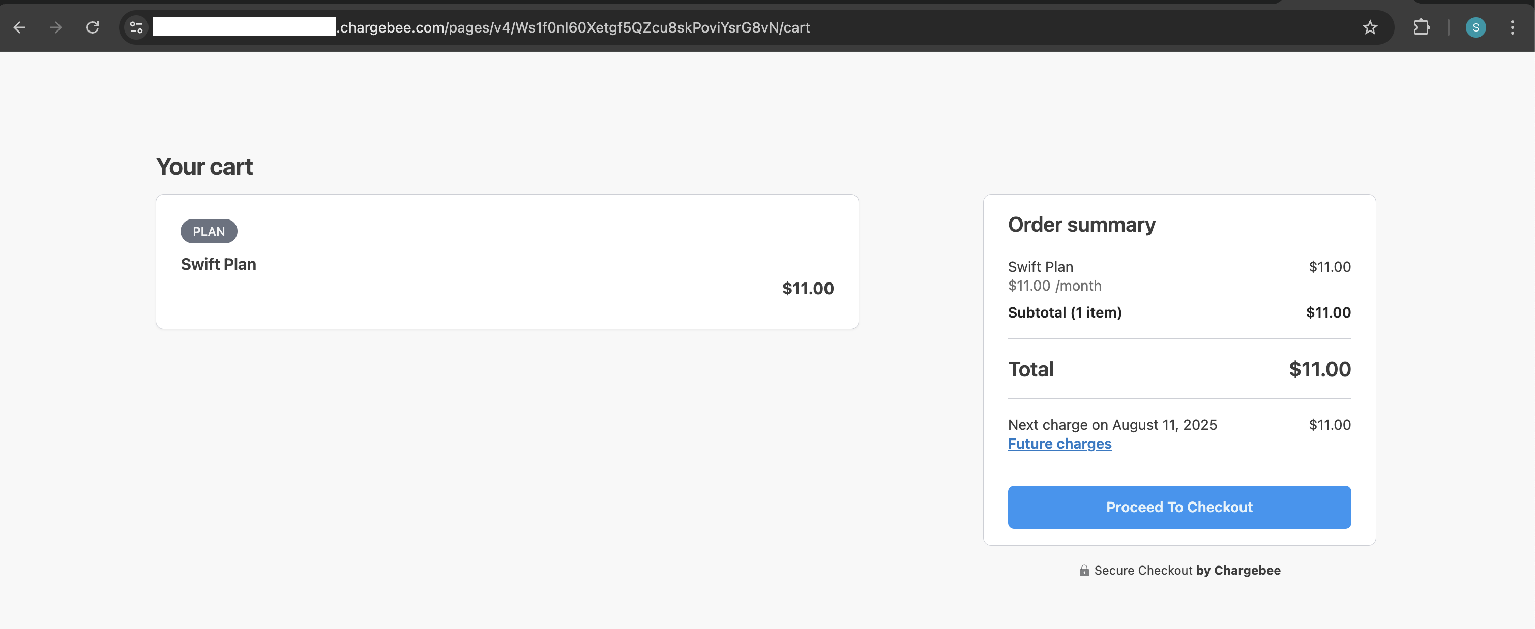 Hosted checkout page